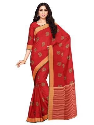 Mimosa Ikat Style Art Silk Saree Color :  Red 1