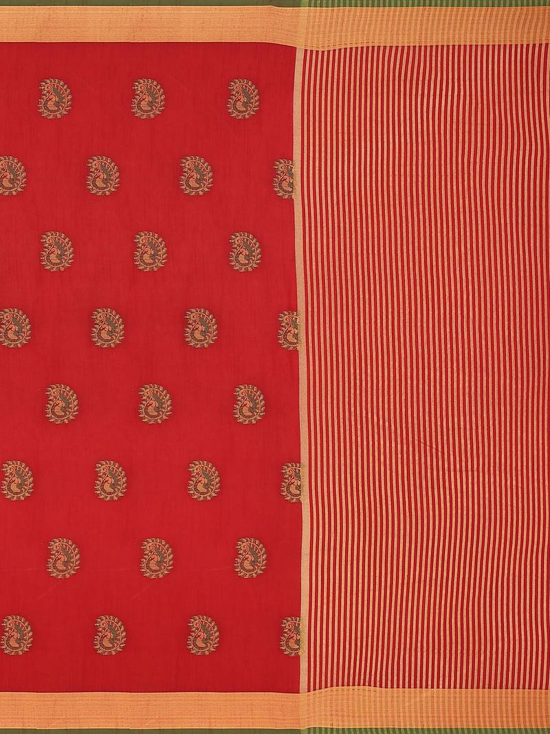 Mimosa Ikat Style Art Silk Saree Color :  Red