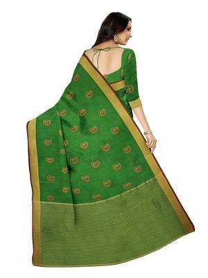 Mimosa Ikat Style Art Silk Saree Color :  Green 3