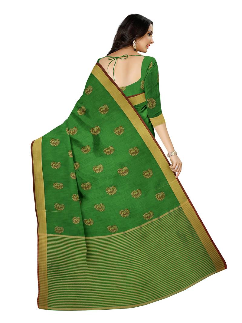 Mimosa Ikat Style Art Silk Saree Color :  Green