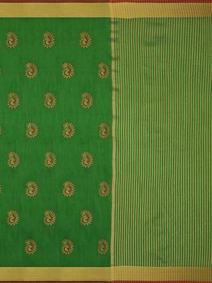 Mimosa Ikat Style Art Silk Saree Color :  Green 5