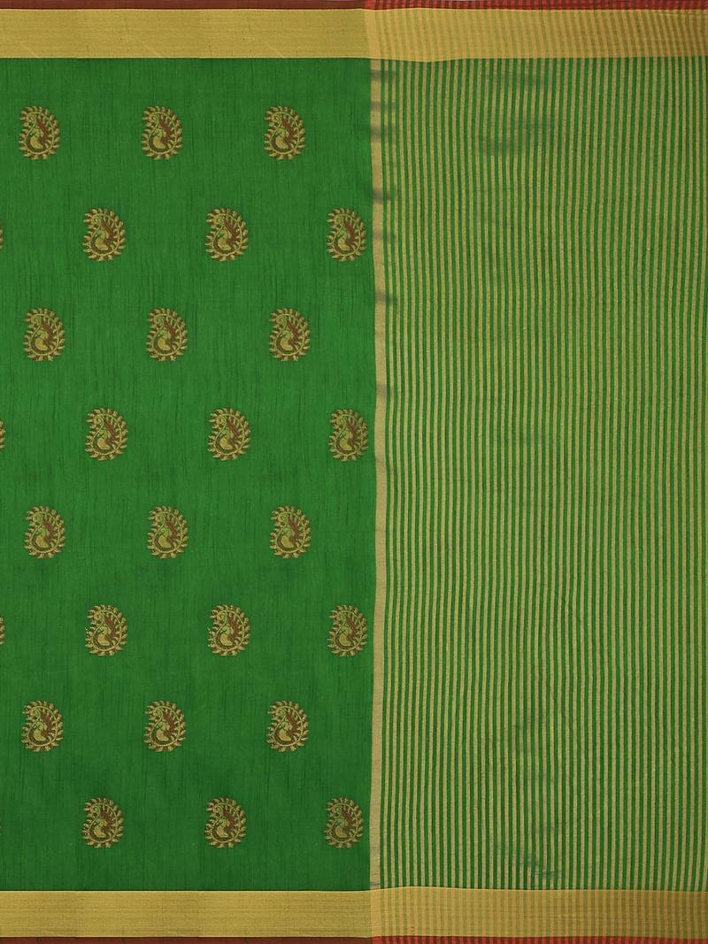 Mimosa Ikat Style Art Silk Saree Color :  Green