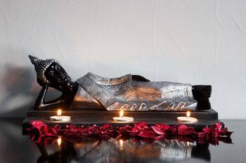 Divine Reclining Buddha Tea Light Holder - Silver 1