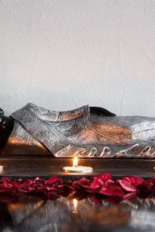 Divine Reclining Buddha Tea Light Holder - Silver