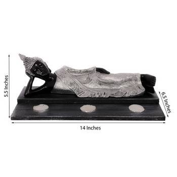 Divine Reclining Buddha Tea Light Holder - Silver 2