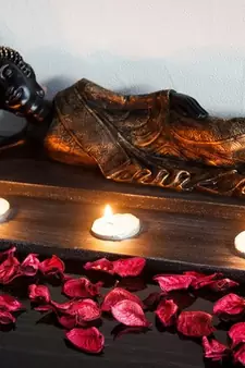 Divine Reclining Buddha Tea Light Holder - Bronze