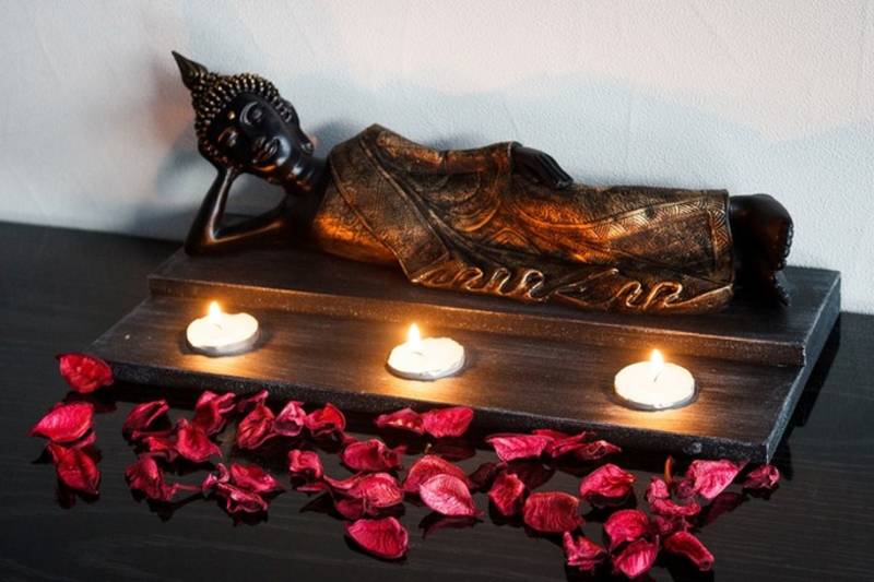Divine Reclining Buddha Tea Light Holder - Bronze
