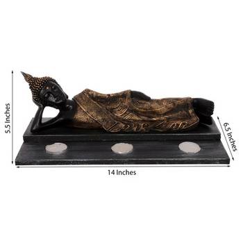 Divine Reclining Buddha Tea Light Holder - Bronze 2