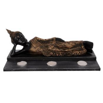 Divine Reclining Buddha Tea Light Holder - Bronze 3