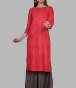 Ardozaa Women's Rayon Printed Straight Kurti Sharara Set (Grey)