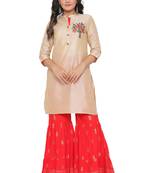 Ardozaa Women's Chanderi Silk Solid Straight Kurta Palazzo Set (Cream)