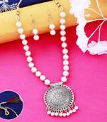 Designer Elegant Oxidised Pendant White Pearl Jewellery set for Women