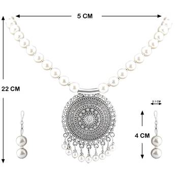 Designer Elegant Oxidised Pendant White Pearl Jewellery set for Women 4