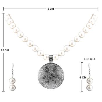 Elegant Oxidised Pendant White Pearl Necklace Set  Jewellery set for Women 4