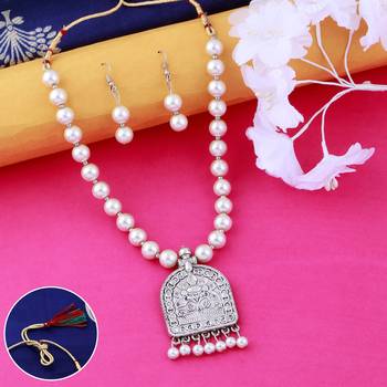 Designer Exclusive Oxidised Pendant White Pearl Jewellery set for Women 1