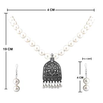 Designer Exclusive Oxidised Pendant White Pearl Jewellery set for Women 4