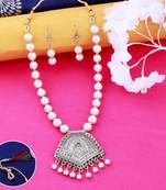 Elegant Designer  Oxidised Pendant White Pearl Jewellery set for Women