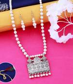 Stylish  Amazing Oxidised Pendant White Pearl Jewellery set for Women