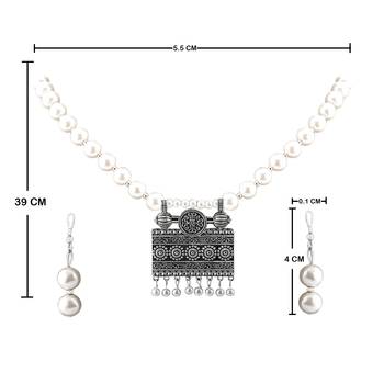 Stylish  Amazing Oxidised Pendant White Pearl Jewellery set for Women 4