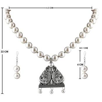 Elegant Oxidised Stylish  Pendant Set  White Pearl Jewellery set for Women 4