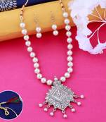 Amazing Oxidised Pendant Set Stylish Look White Pearl Jewellery set for Women