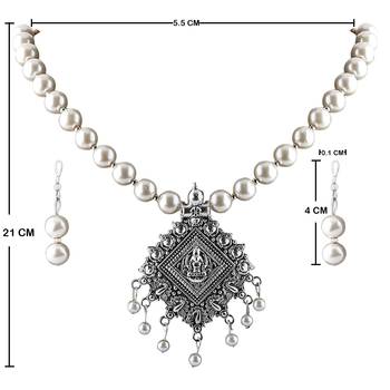 Amazing Oxidised Pendant Set Stylish Look White Pearl Jewellery set for Women 4