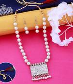 Elegant Oxidised Pendant White Pearl Set  Jewellery  for Women