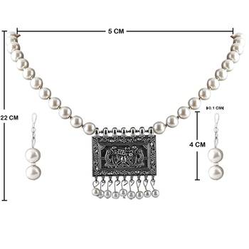 Elegant Oxidised Pendant White Pearl Set  Jewellery  for Women 4