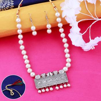 Designer Stylish Look  Exclusive Oxidised Pendant White Pearl Jewellery set for Women 1