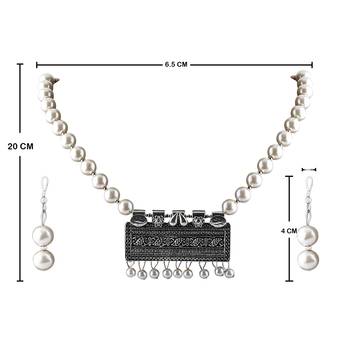Designer Stylish Look  Exclusive Oxidised Pendant White Pearl Jewellery set for Women 4