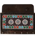 Colorful Stone Studded Wooden Key Holder(6 Hooks)
