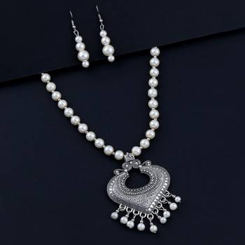 Amazing Silver plated Designer Traditional Long Pearl Necklace set for women Jewellery set 2