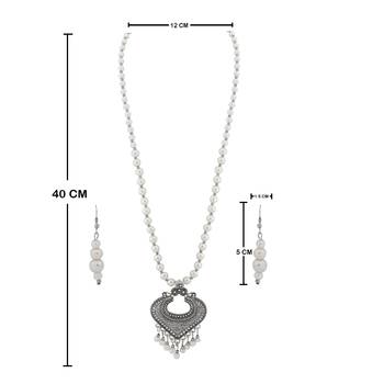 Amazing Silver plated Designer Traditional Long Pearl Necklace set for women Jewellery set 4