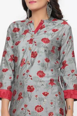 Ardozaa Women's Muslin Printed Straight Kurta Palazzo Set (Grey) 4