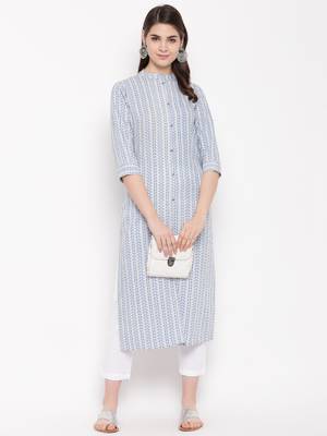 grey printed rayon kurti 1