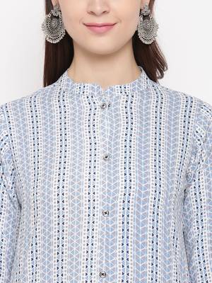 grey printed rayon kurti 6