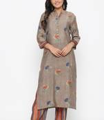 Ardozaa Women's Muslin Gold Print Straight Kurta Palazzo Set (Beige)