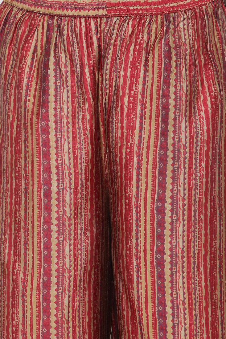 Ardozaa Women's Muslin Printed Straight Kurta Palazzo Set (Beige)