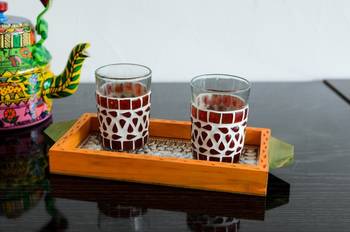 Multipurpose Jewelled Orange Wooden Utility Tray 1