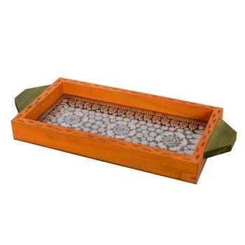 Multipurpose Jewelled Orange Wooden Utility Tray 3