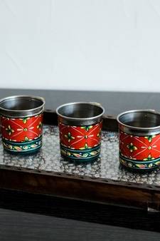 Multipurpose Jewelled Brown Wooden Utility Tray