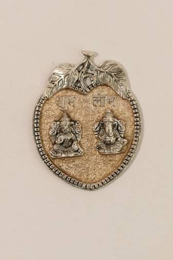 Shubh Labh Metal Wall Hanging of Laxmi-Ganesha