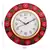 Vibrant Red Floral Crafted Papier-Mache Wooden Wall Clock