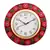 Vibrant Red Floral Crafted Papier-Mache Wooden Wall Clock