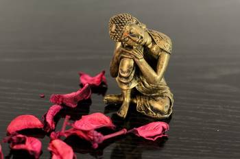 e craft india polyresin resting buddha golden 3 inch 1