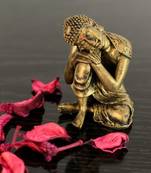 e craft india polyresin resting buddha golden 3 inch