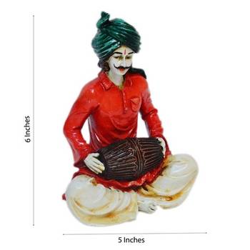 Polyresin Rajasthani Lady Playing Dholak Showpiece 1