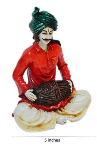 Polyresin Rajasthani Lady Playing Dholak Showpiece
