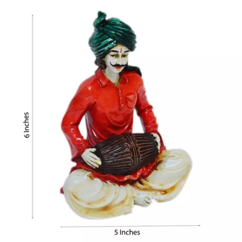 Polyresin Rajasthani Lady Playing Dholak Showpiece