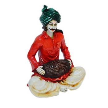 Polyresin Rajasthani Lady Playing Dholak Showpiece 2